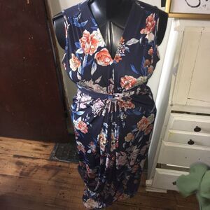 Peace love California S knit floral twist waist maxi dress